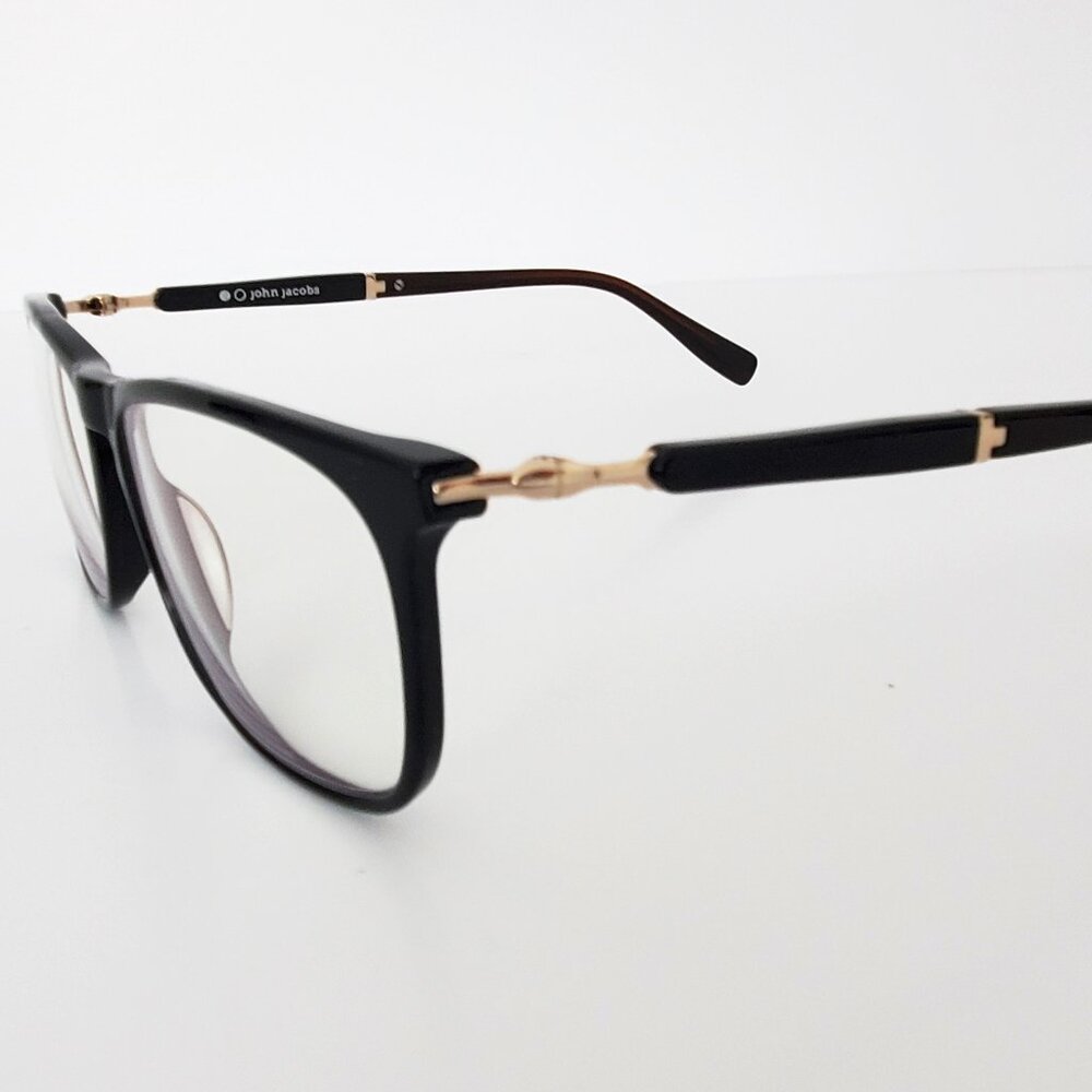 JOHN JACOBS Men's Eyewear Frames Black & Gold Tone Accents Sleek Design *READ*